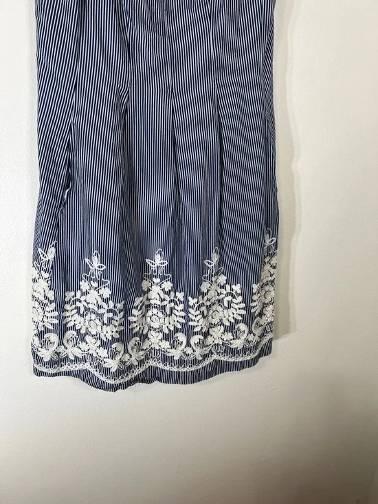 Nine West Navy and White Striped Embroidered Mini Dress - Picture 3 of 5